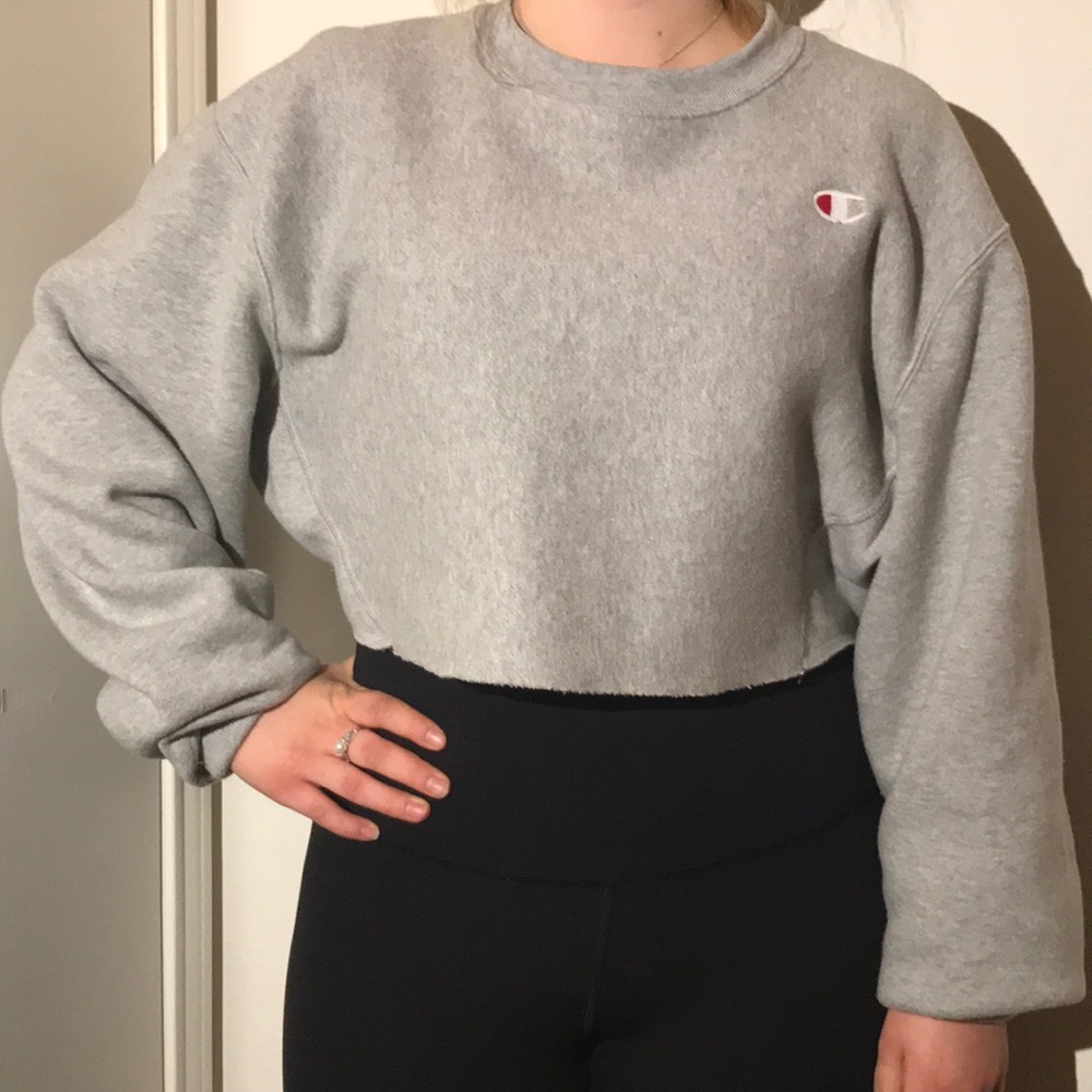 gray cropped champion sweater